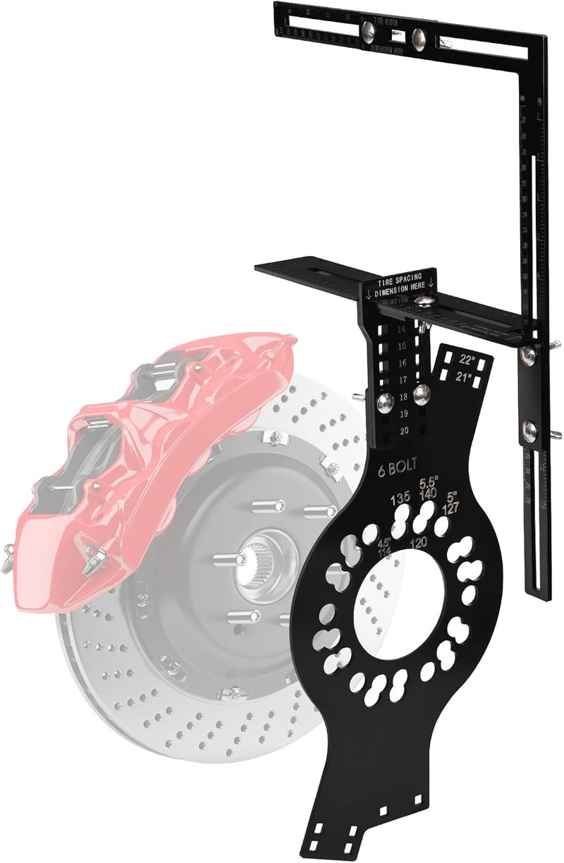 Atesilor 6-Lug Wheel Fitment Tool, Wheel Offset & Backspacing Measuring Tool, Simulates 14-22" Rim Diameter, 8-14" Tire Width, 2.5-11.5" Sidewall, 3-12" Clearance - Image 1